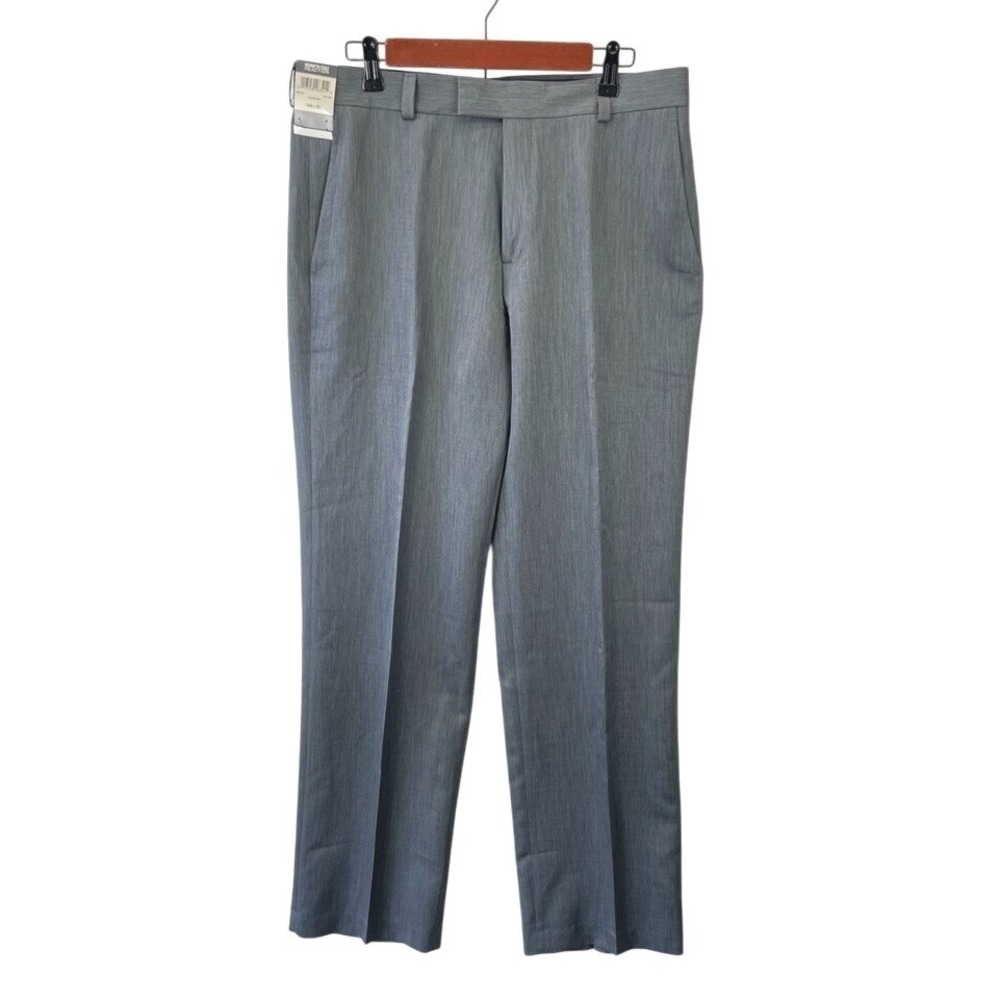 Kenneth Cole Reaction Flat Front Dress Pants Mens 34x32 Gray Slacks Suit NWT